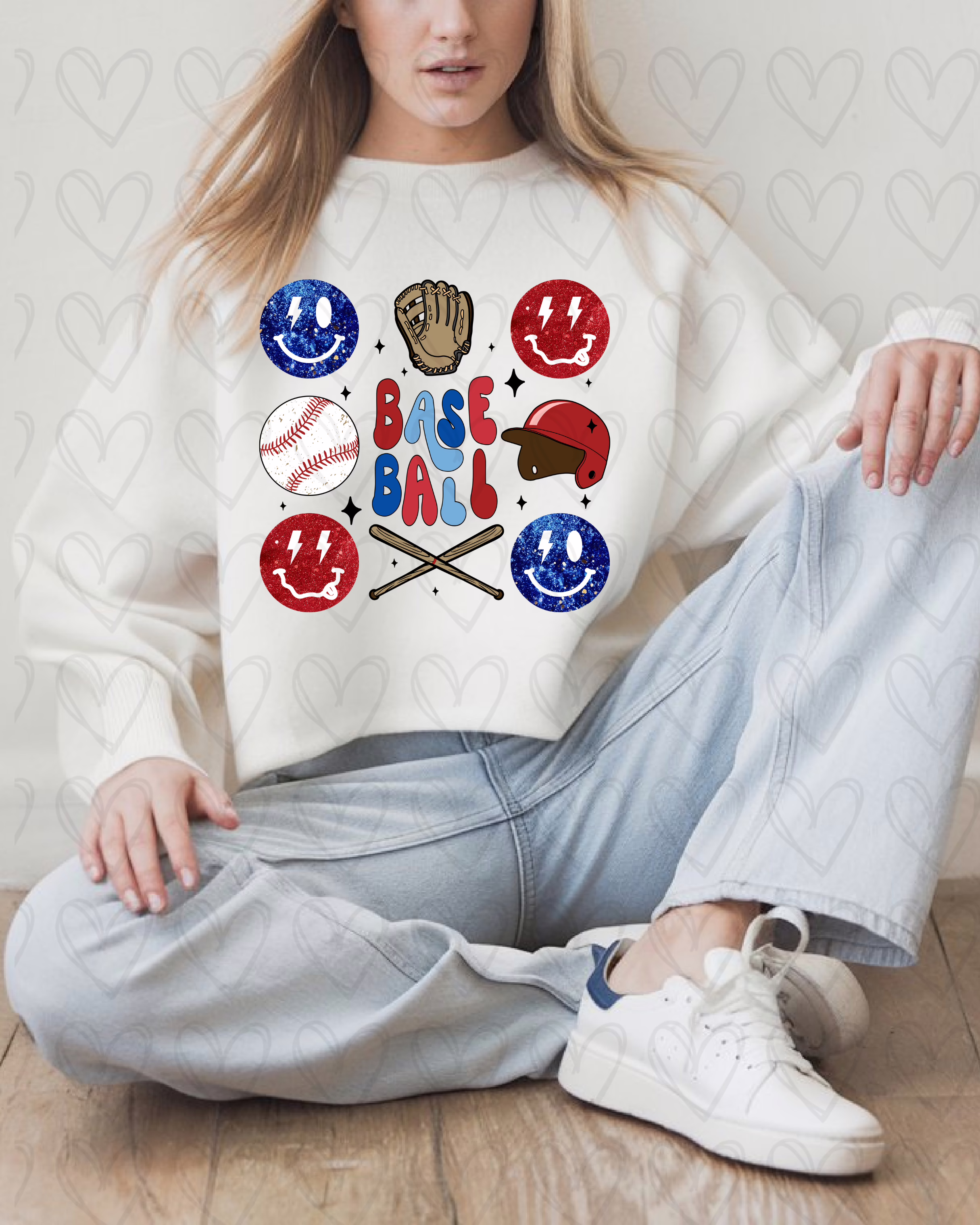 Red White and Blue Smiley Baseball | NTX Boutique Red White and Blue Smiley Baseball | NTX Boutique