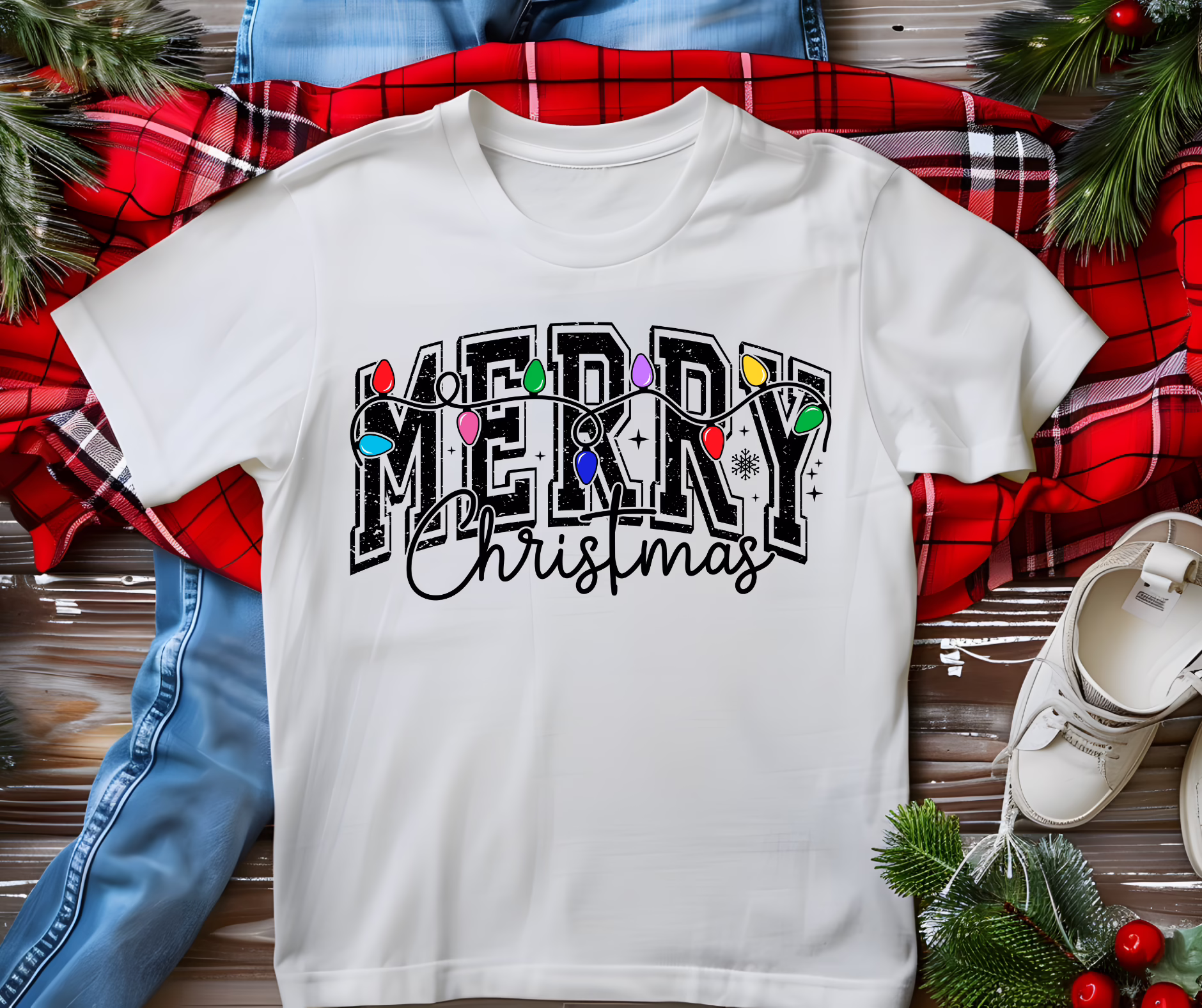 Merry Christmas with Christmas Lights Merry Christmas with Christmas Lights